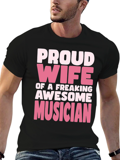 Proud Wife Musician Black T-Shirt