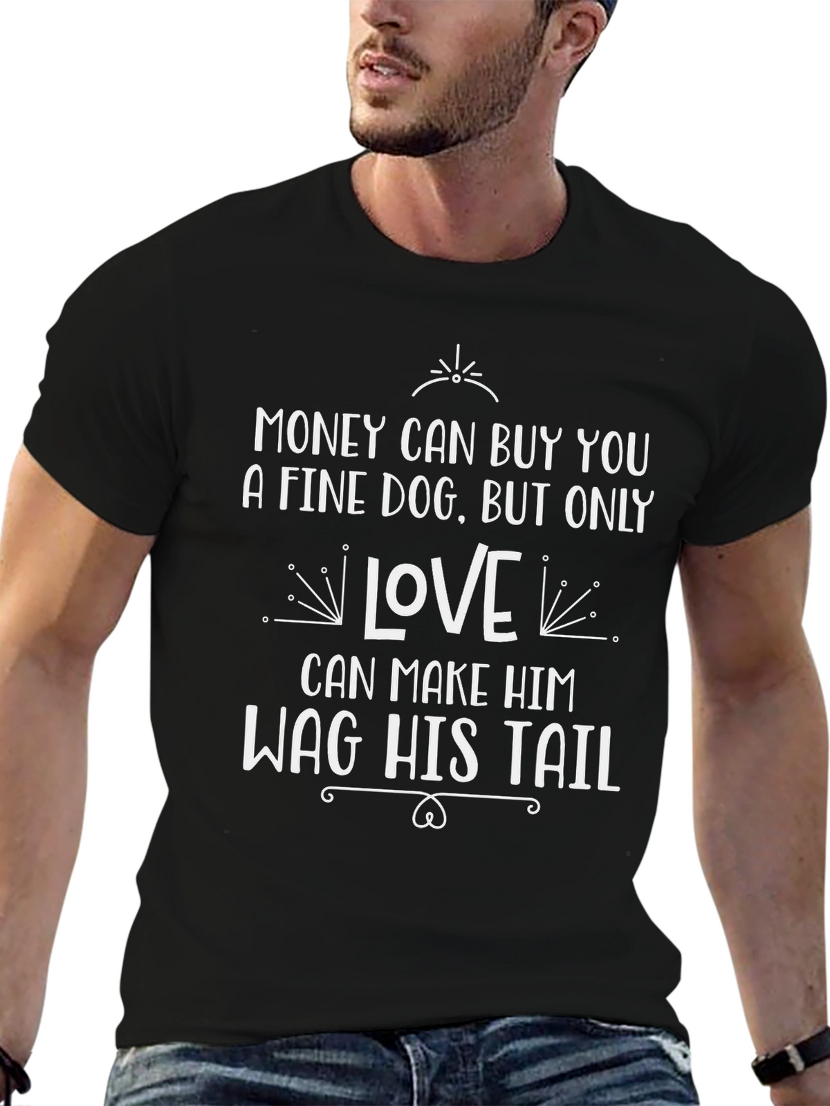 Money Can Buy You A Dog Black Graphic Tee