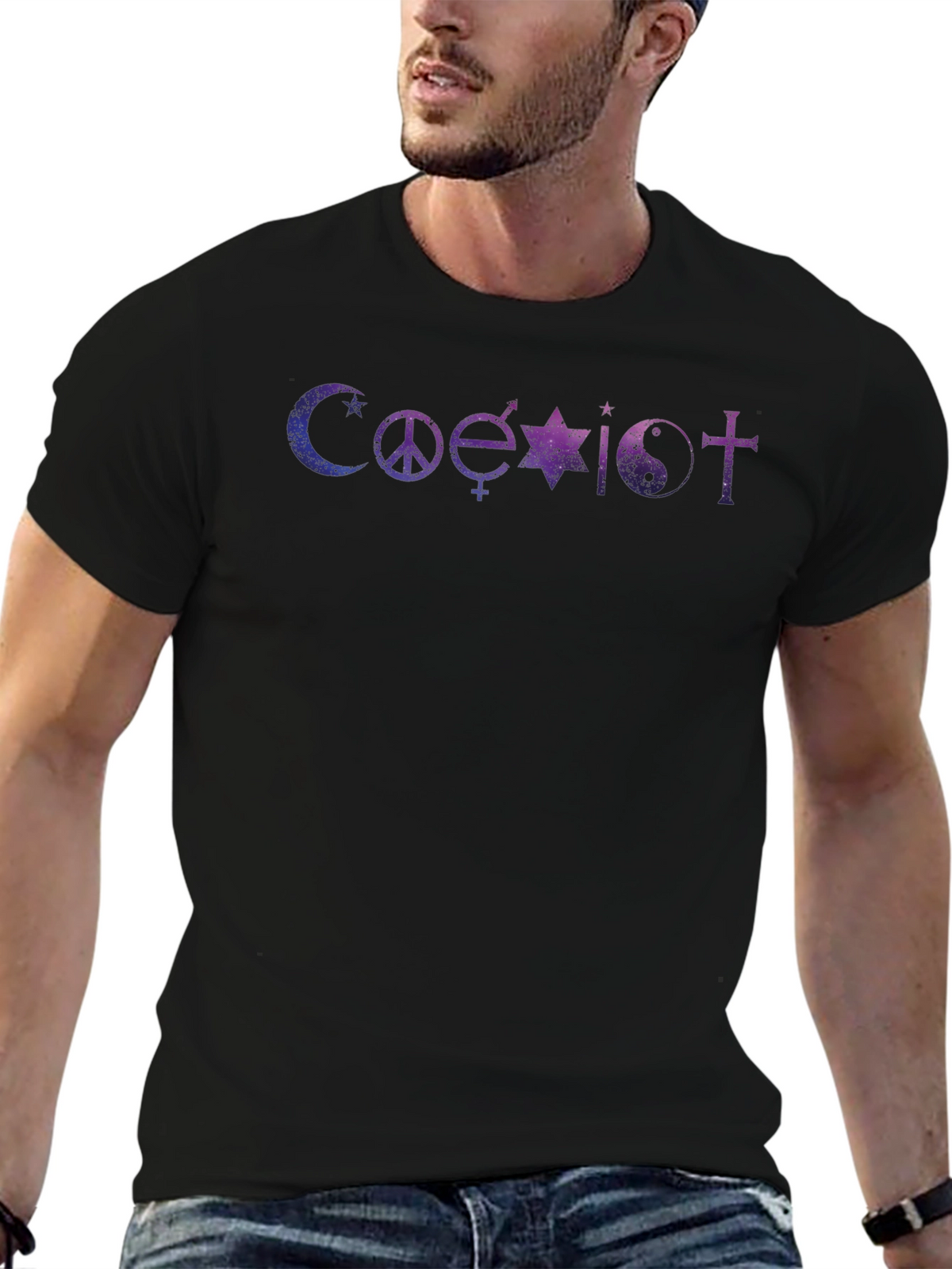 Coexist Galaxy Graphic Black T-Shirt