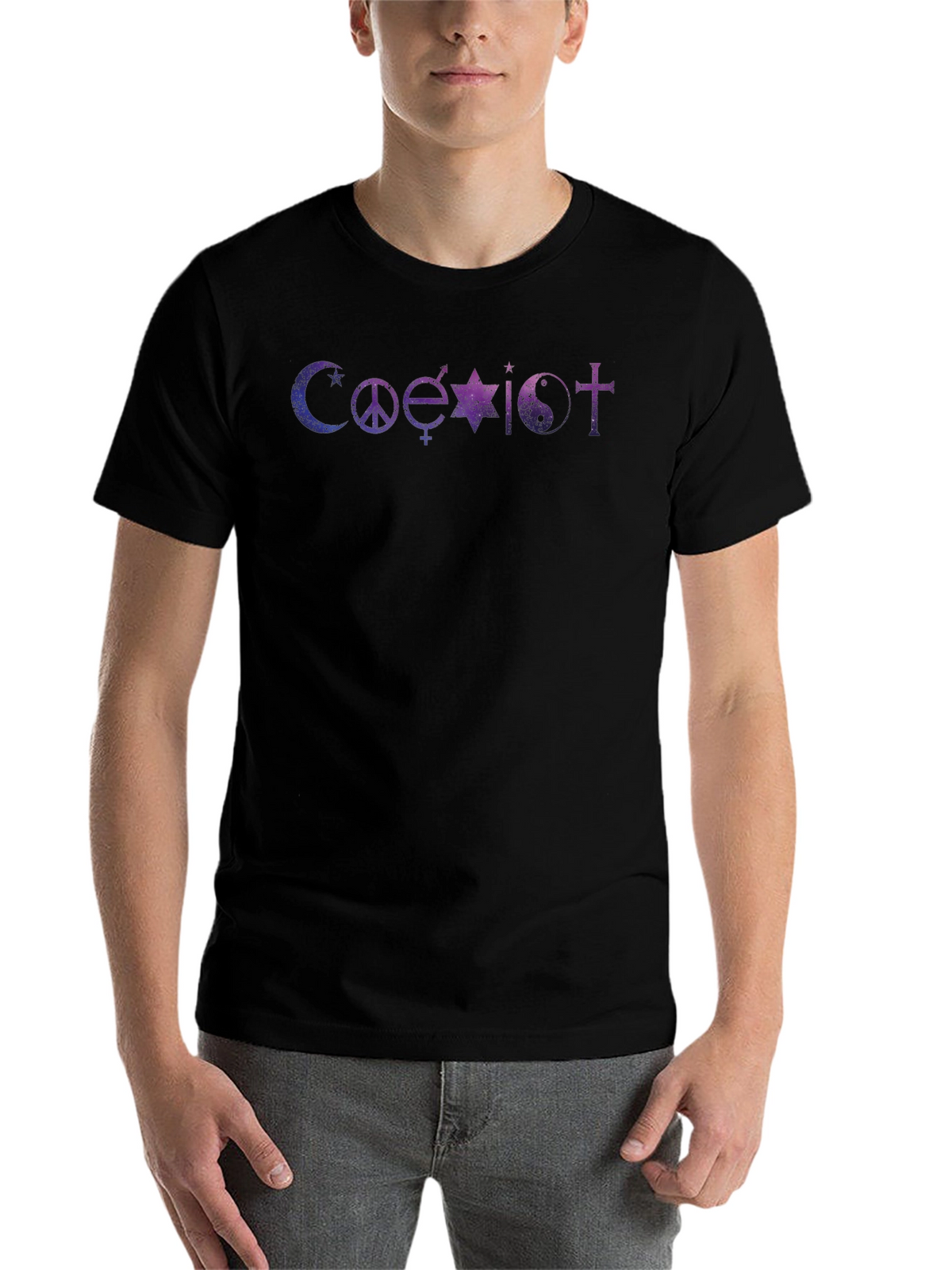 Coexist Galaxy Graphic Black T-Shirt