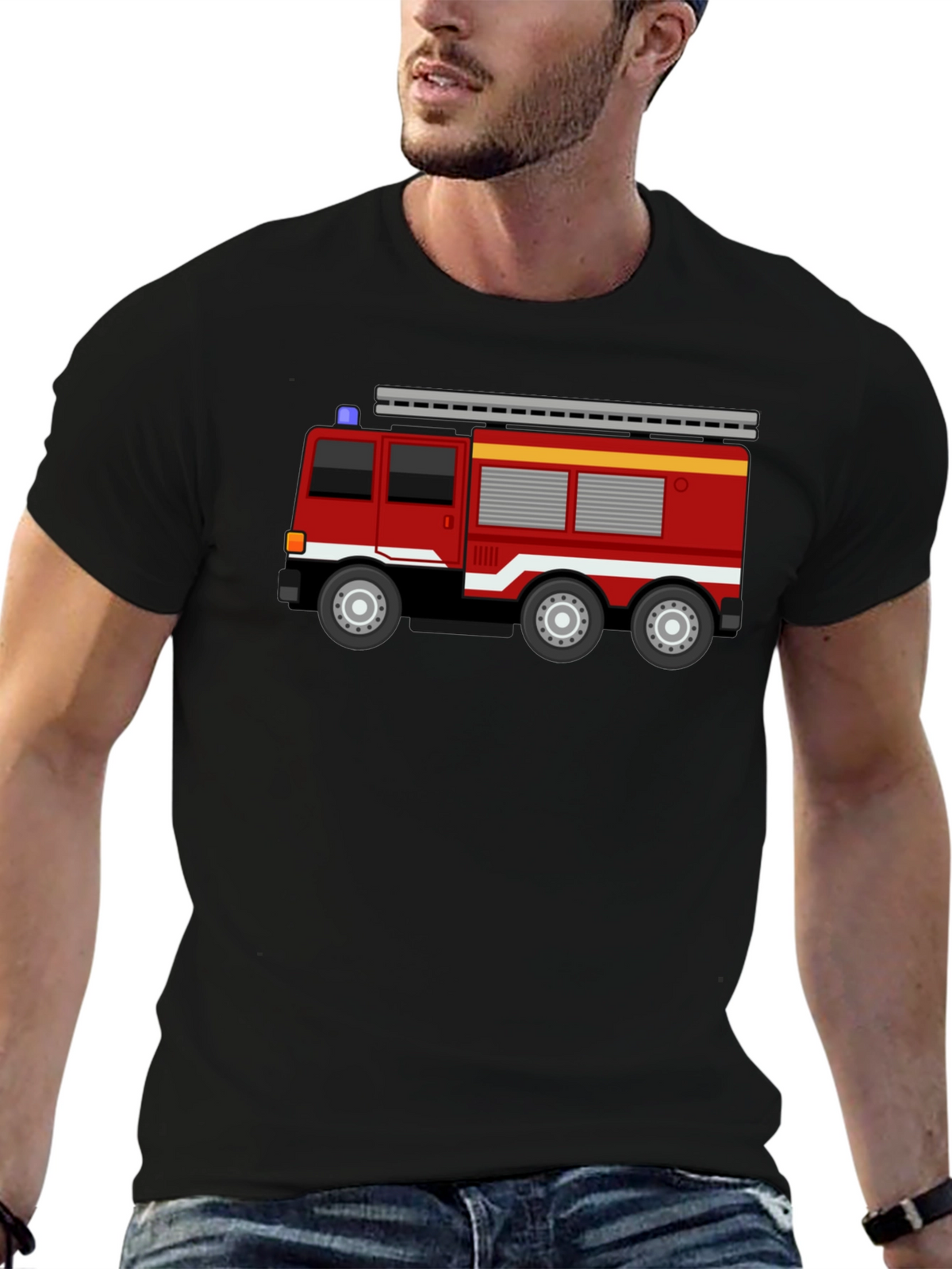 Fire Truck T-Shirt - Black Cotton Blend