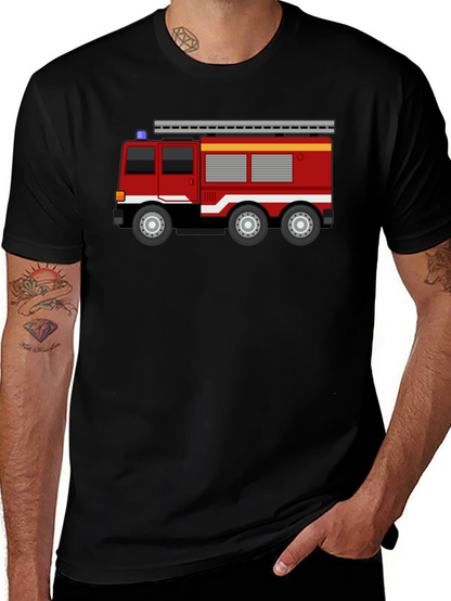Fire Truck T-Shirt - Black Cotton Blend