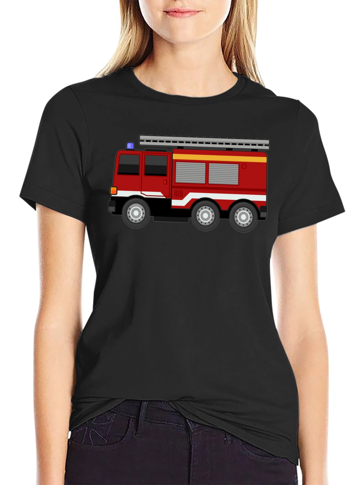 Fire Truck T-Shirt - Black Cotton Blend
