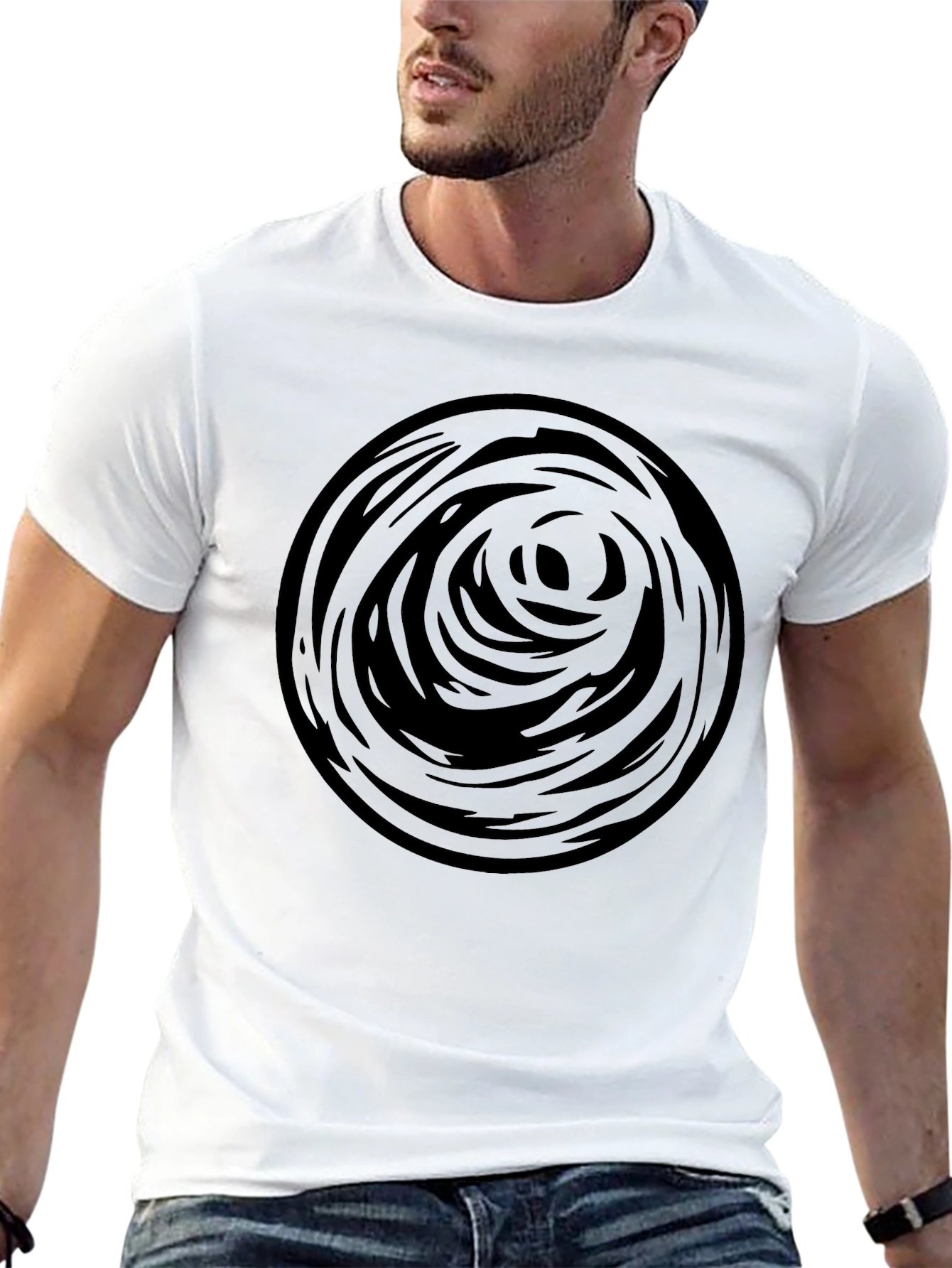 Abstract Circle Graphic Tee - Black