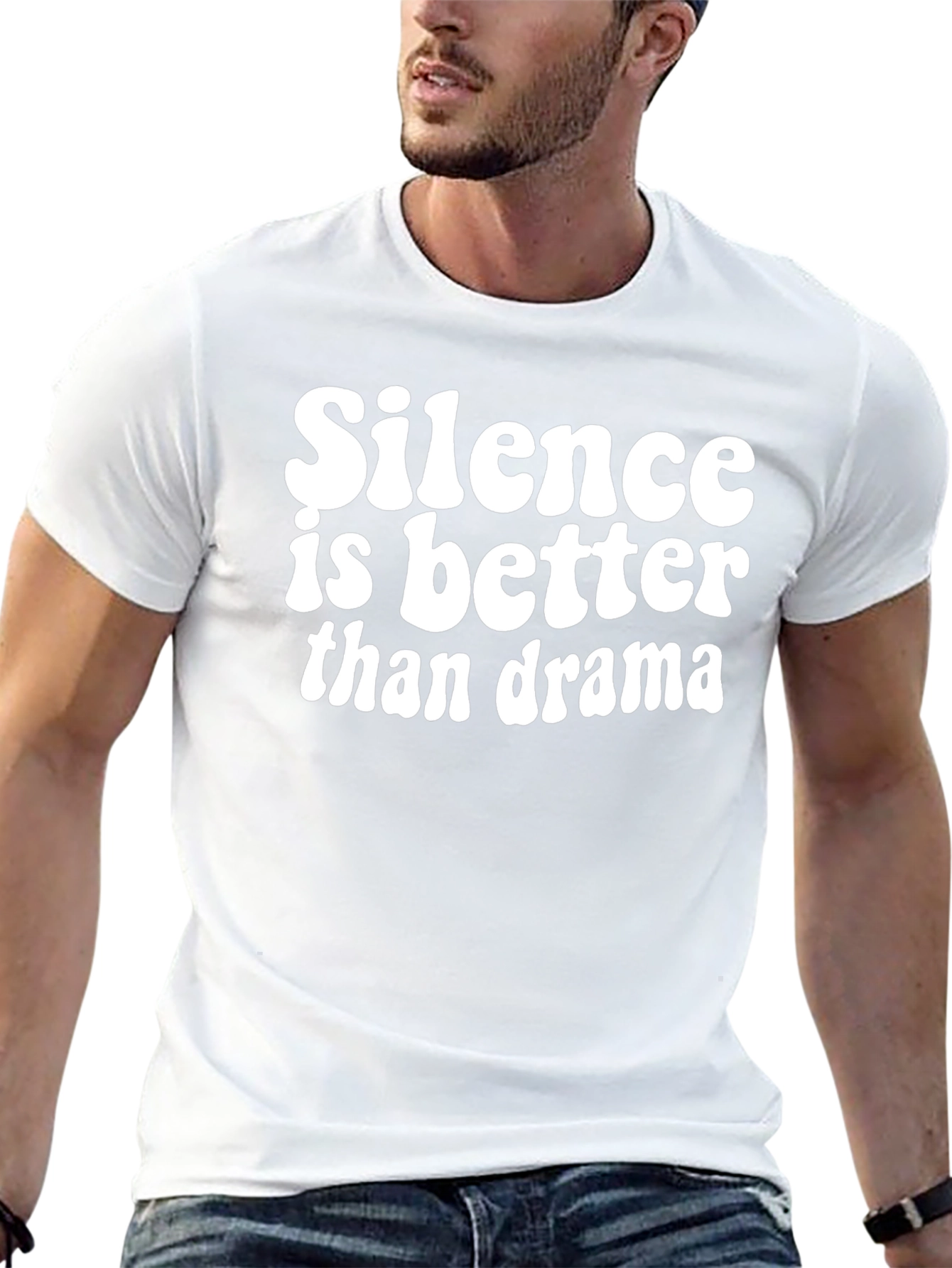 Silence Is Better Than Drama Black Graphic T-Shirt