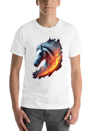 Fiery Horse Graphic Tee - Black Cotton T-Shirt