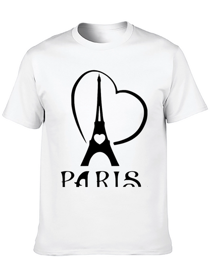 Paris Eiffel Tower Heart Graphic T-Shirt
