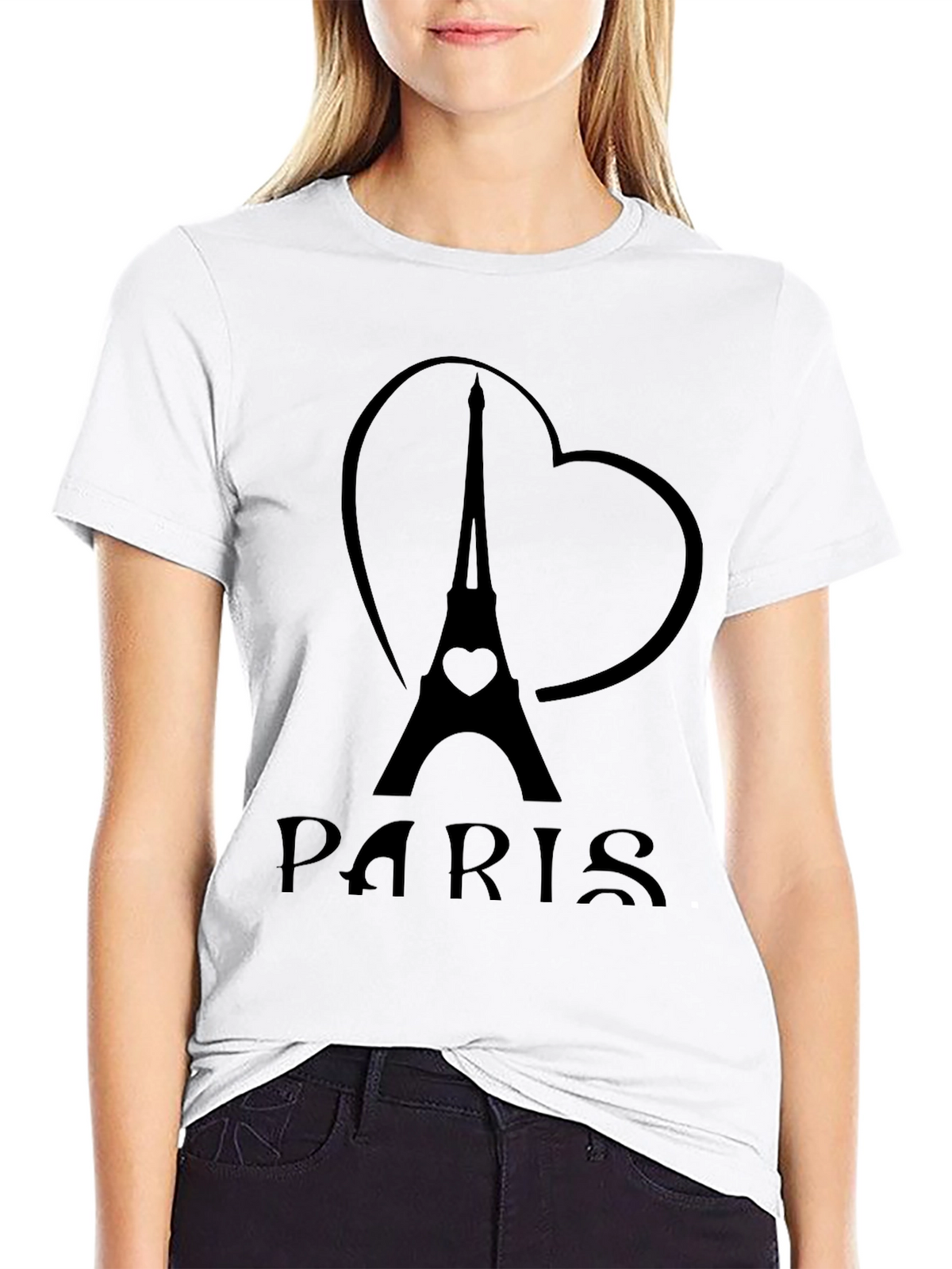 Paris Eiffel Tower Heart Graphic T-Shirt