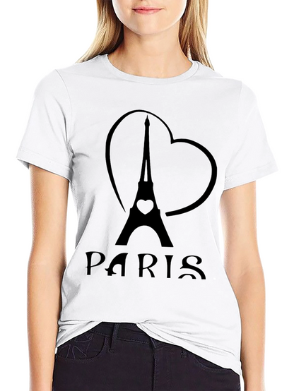 Paris Eiffel Tower Heart Graphic T-Shirt