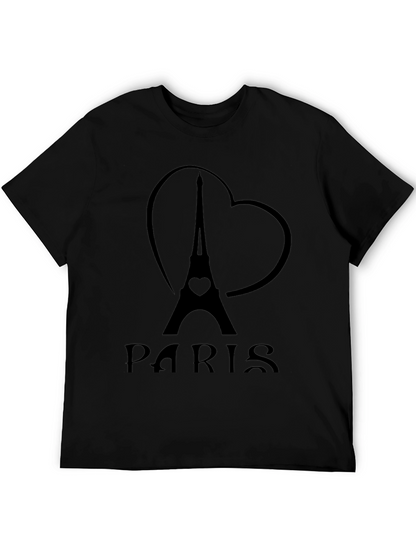 Paris Eiffel Tower Heart Graphic T-Shirt