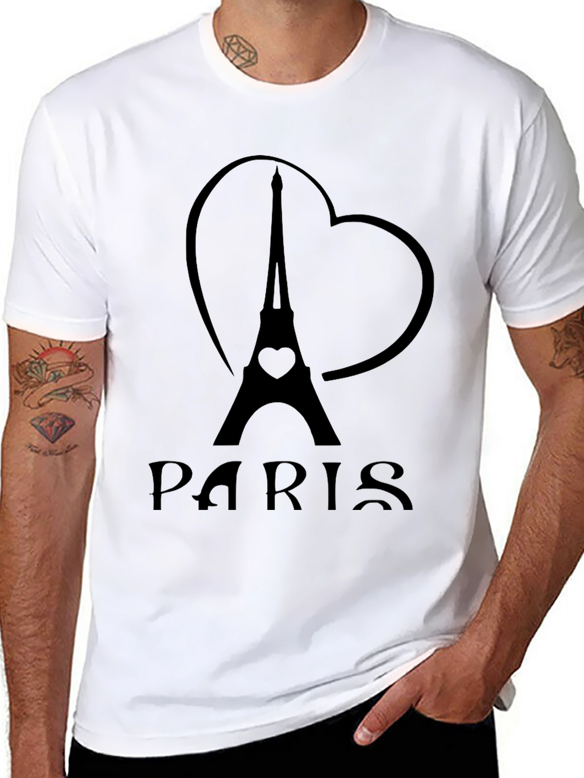 Paris Eiffel Tower Heart Graphic T-Shirt