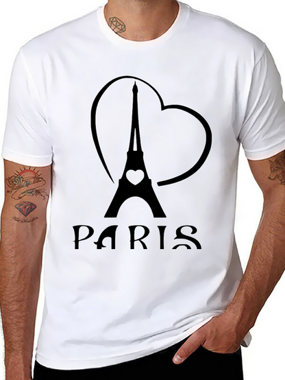 Paris Eiffel Tower Heart Graphic T-Shirt