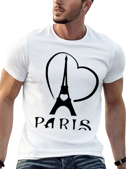 Paris Eiffel Tower Heart Graphic T-Shirt