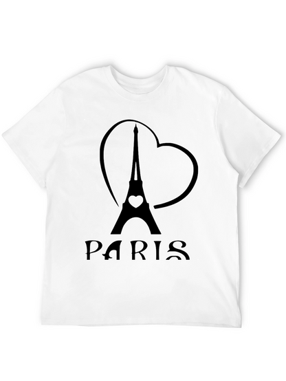 Paris Eiffel Tower Heart Graphic T-Shirt