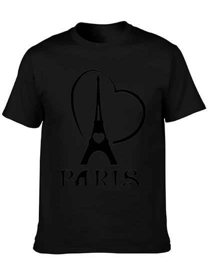 Paris Eiffel Tower Heart Graphic T-Shirt