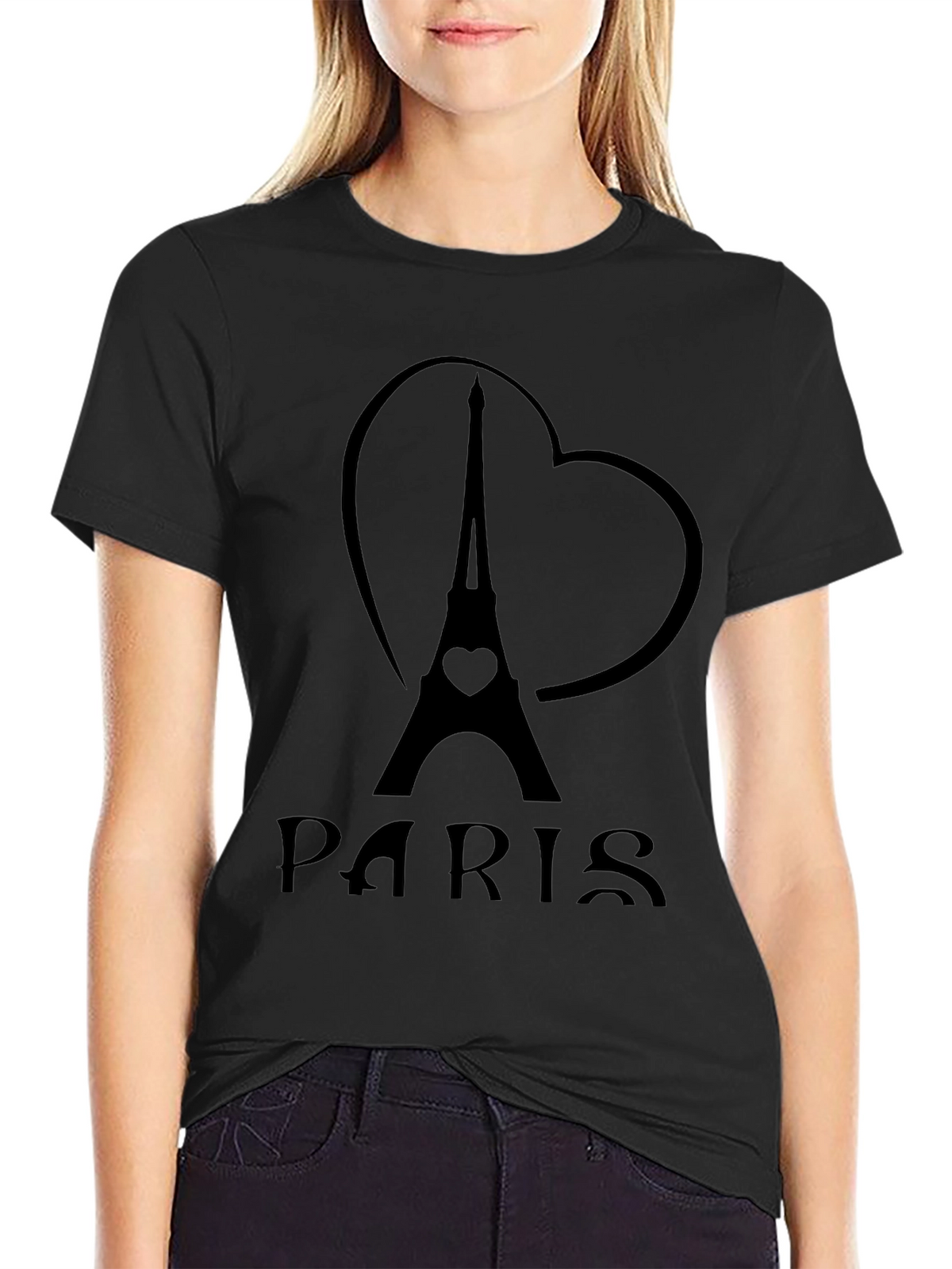 Paris Eiffel Tower Heart Graphic T-Shirt