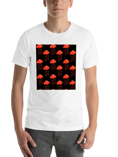 Red Cloud Heart Rain Black T-Shirt