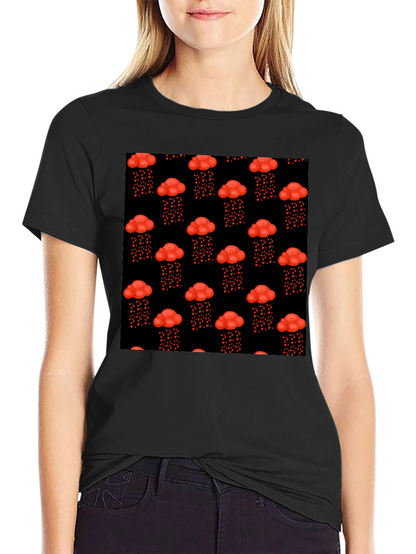 Red Cloud Heart Rain Black T-Shirt