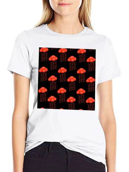 Red Cloud Heart Rain Black T-Shirt