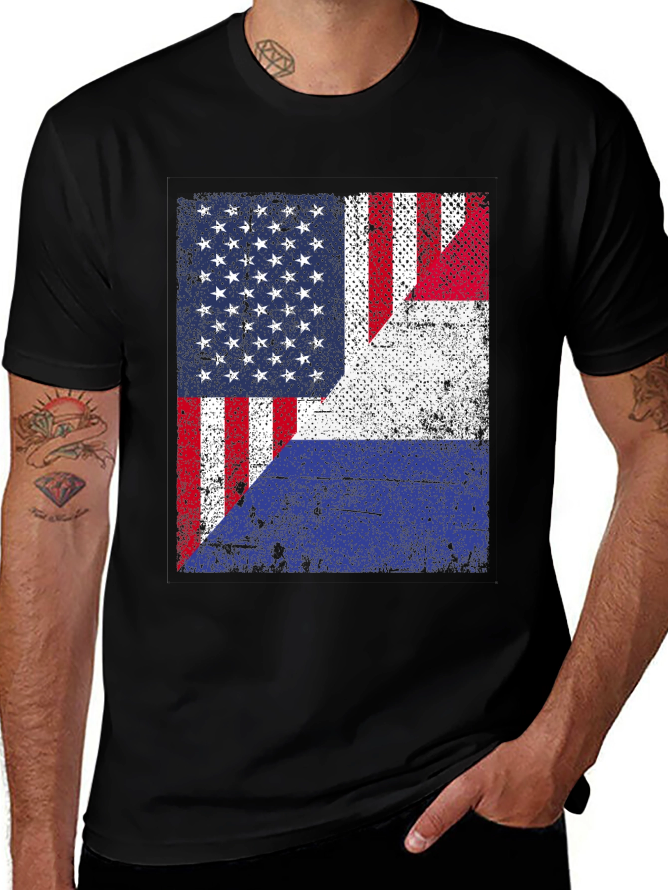 Distressed USA Flag Graphic T-Shirt