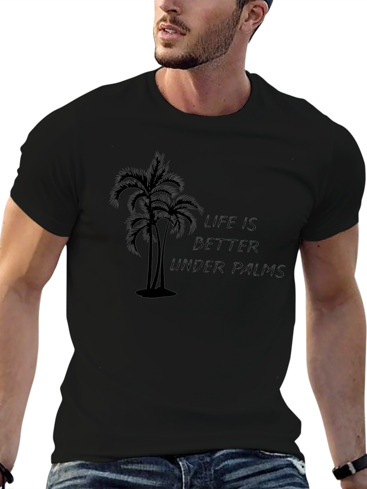 Life Is Better Under Palms Black Graphic Tee