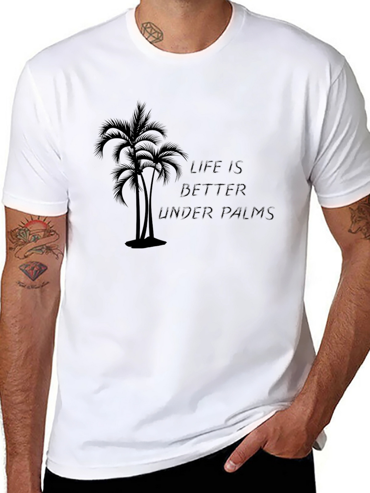 Life Is Better Under Palms Black Graphic Tee