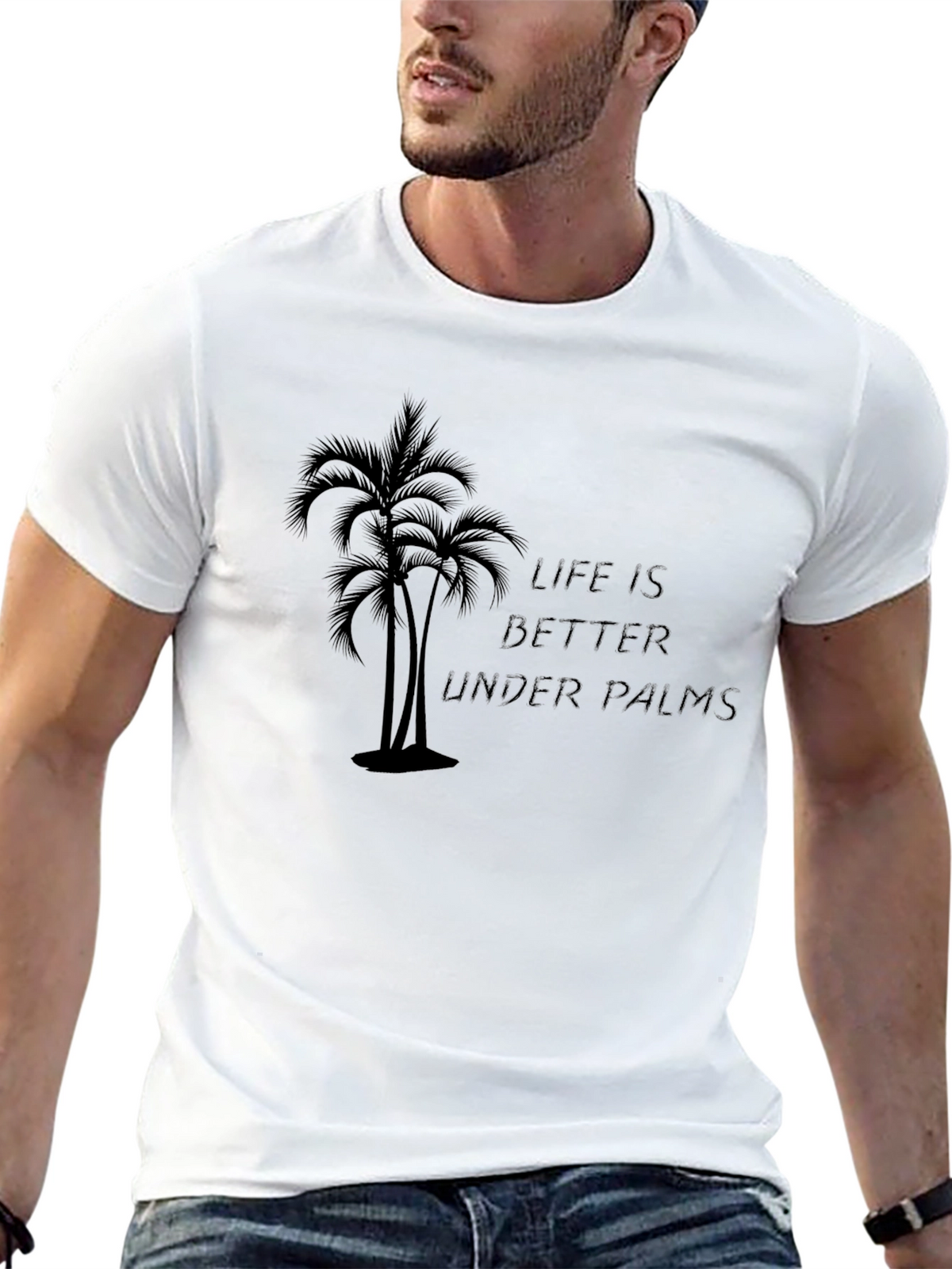Life Is Better Under Palms Black Graphic Tee