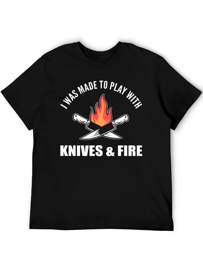 Knives & Fire Graphic Tee - Chef Cooking Barbecue