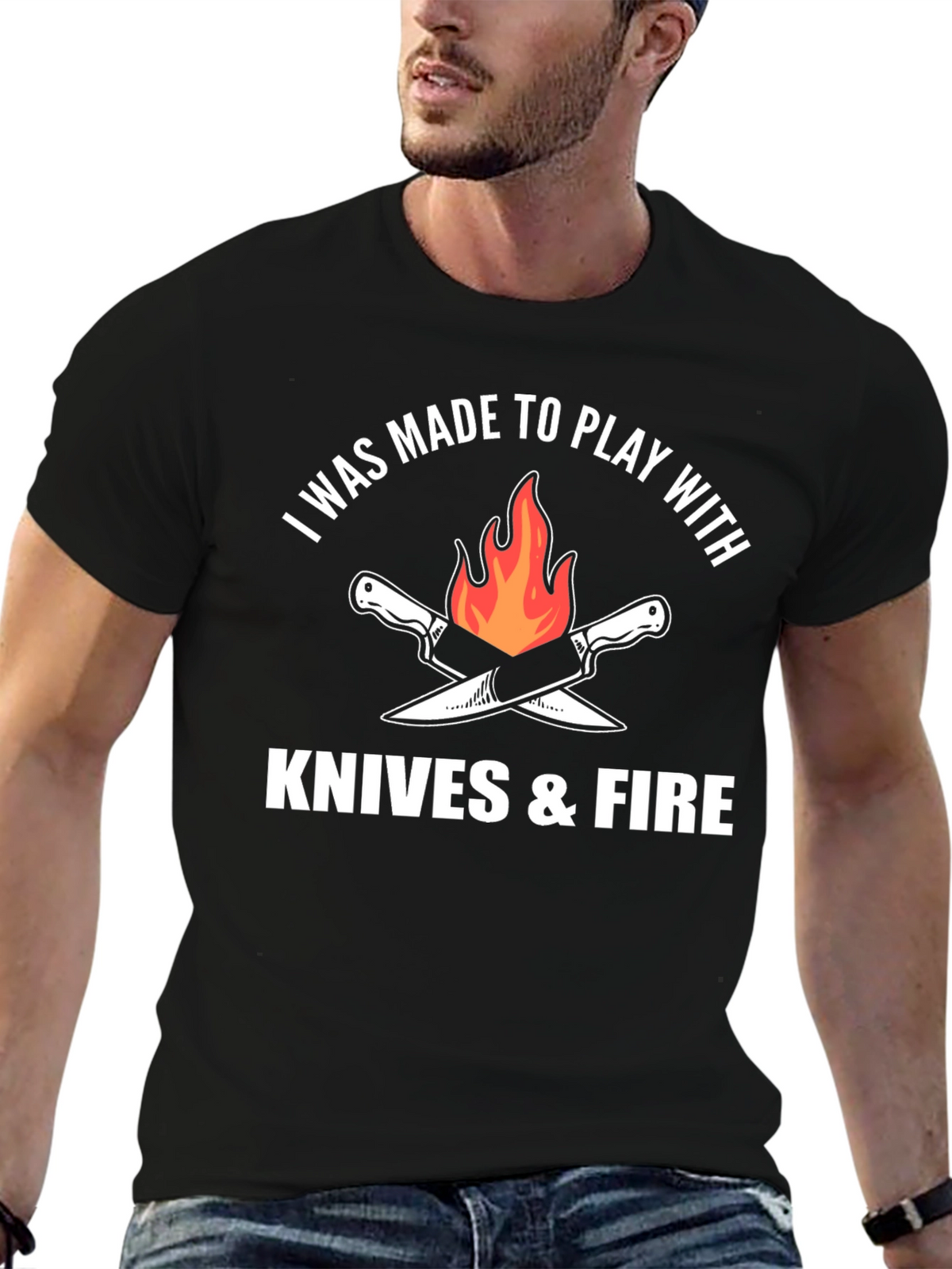 Knives & Fire Graphic Tee - Chef Cooking Barbecue