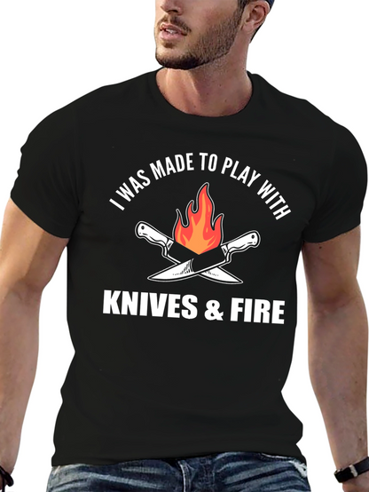 Knives & Fire Graphic Tee - Chef Cooking Barbecue