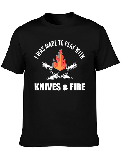 Knives & Fire Graphic Tee - Chef Cooking Barbecue