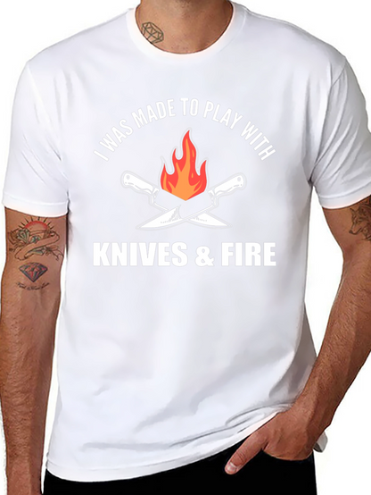 Knives & Fire Graphic Tee - Chef Cooking Barbecue