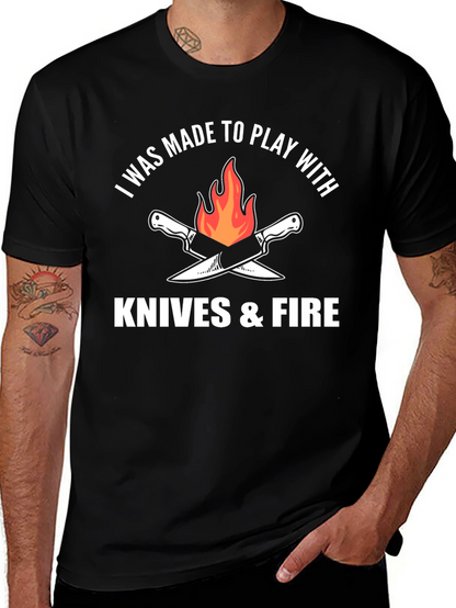 Knives & Fire Graphic Tee - Chef Cooking Barbecue