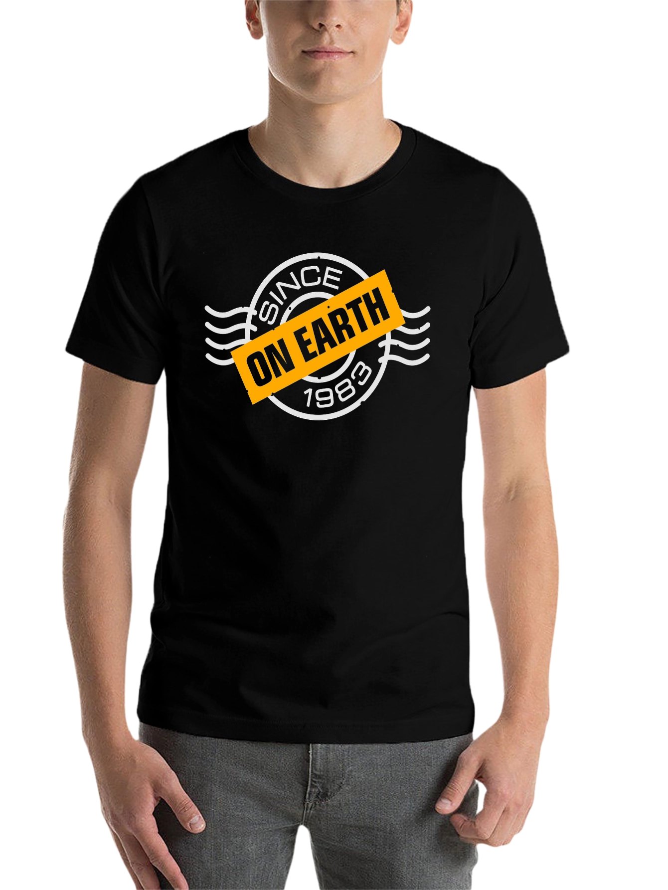 Since On Earth 1983 Black Graphic Tee