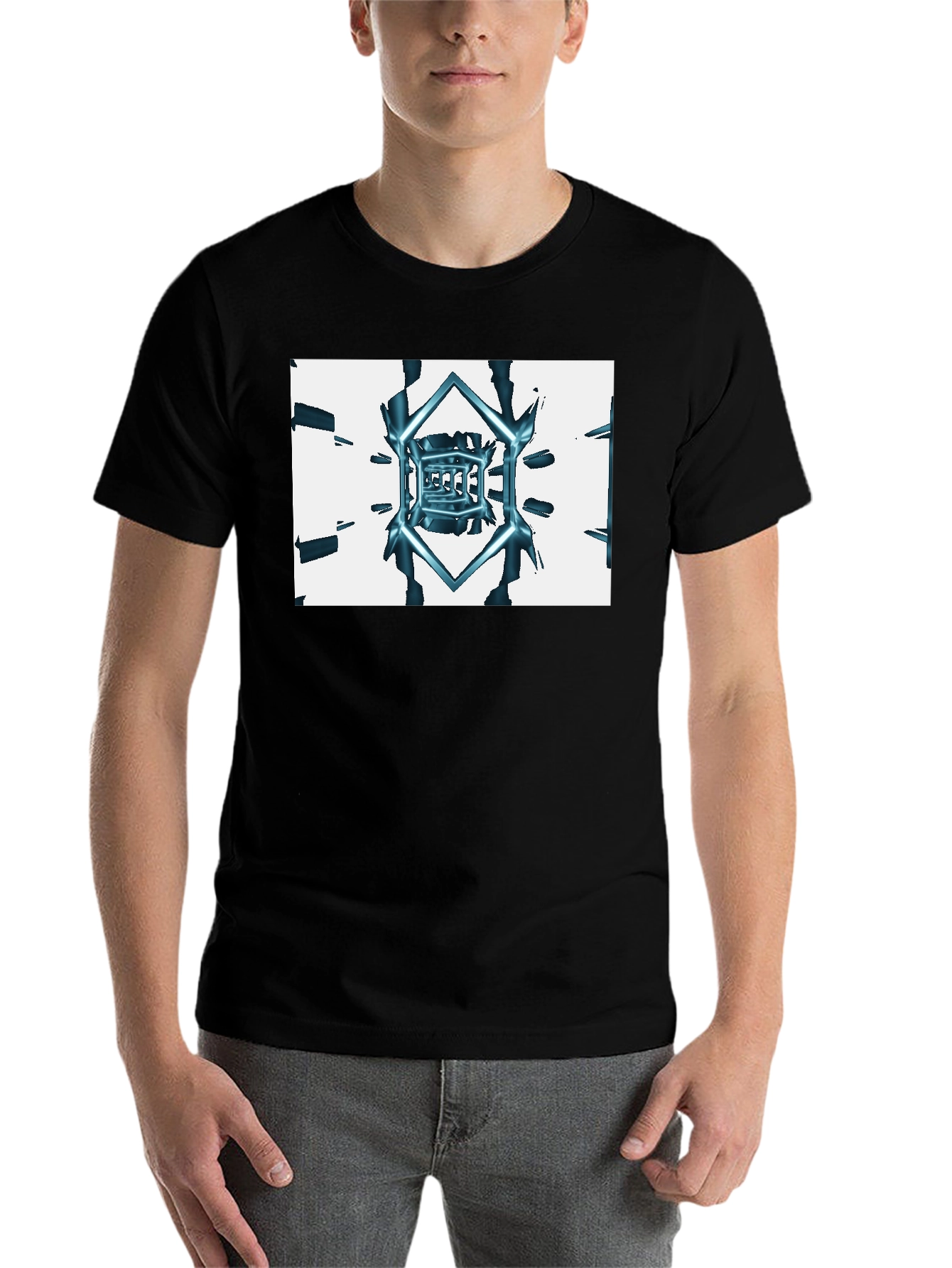 Abstract Cube Tee - Black Graphic T-Shirt