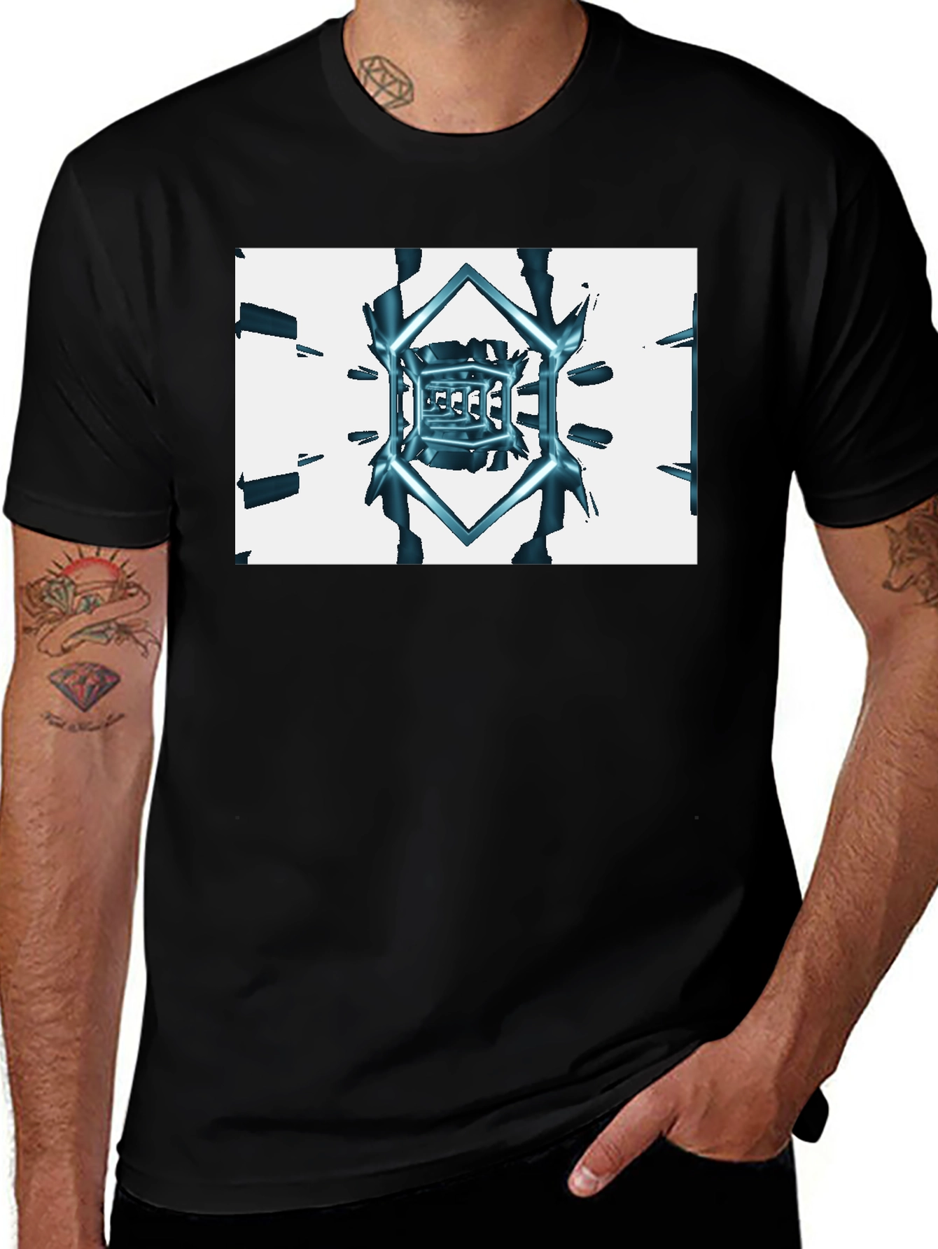 Abstract Cube Tee - Black Graphic T-Shirt