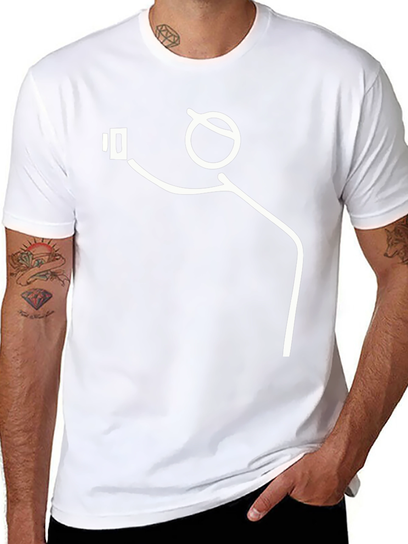Funny Stick Figure Selfie Black T-Shirt