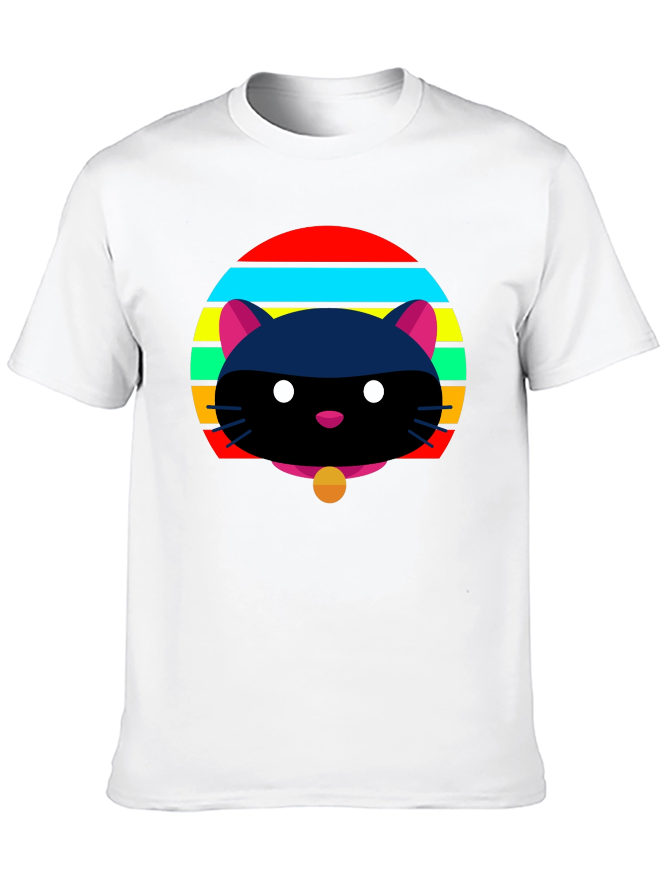 Retro Cat Graphic Tee - Black
