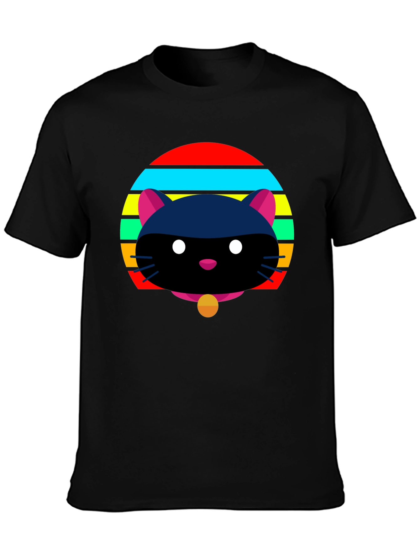 Retro Cat Graphic Tee - Black