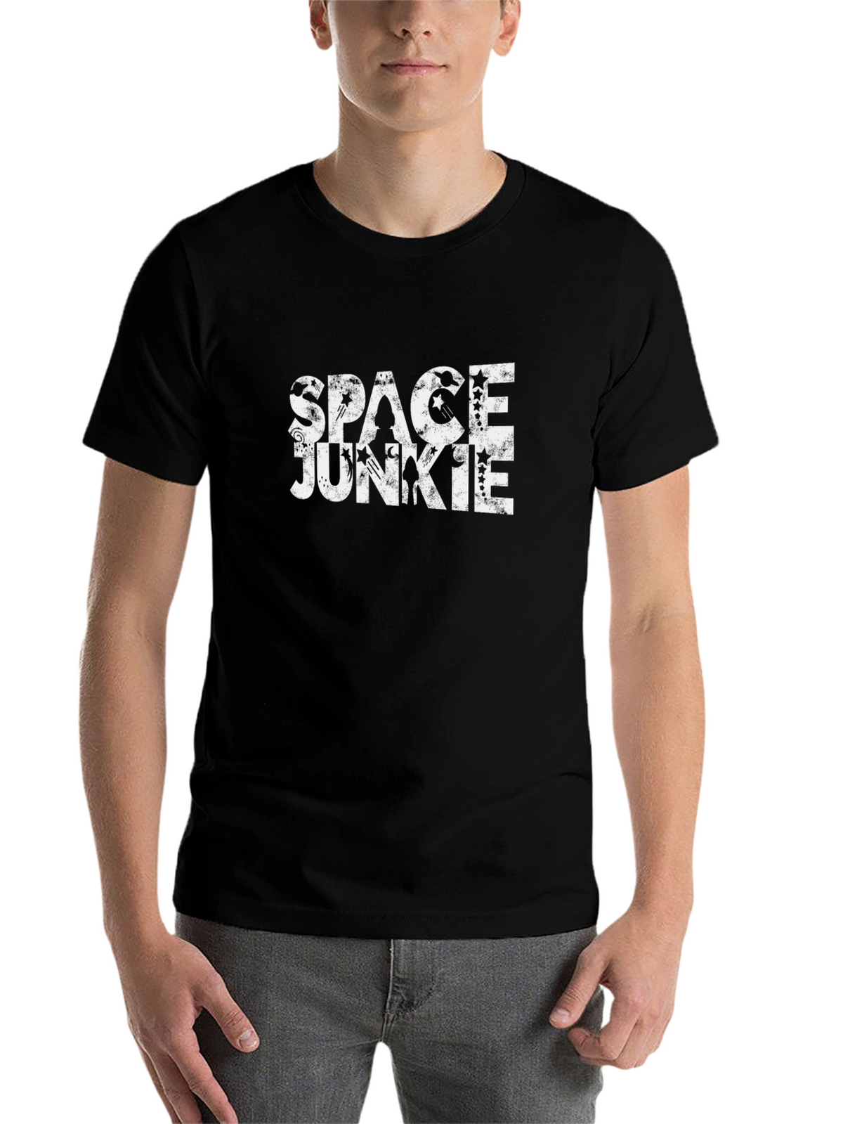Space Junkie Black T-Shirt - Unique Graphic Tee