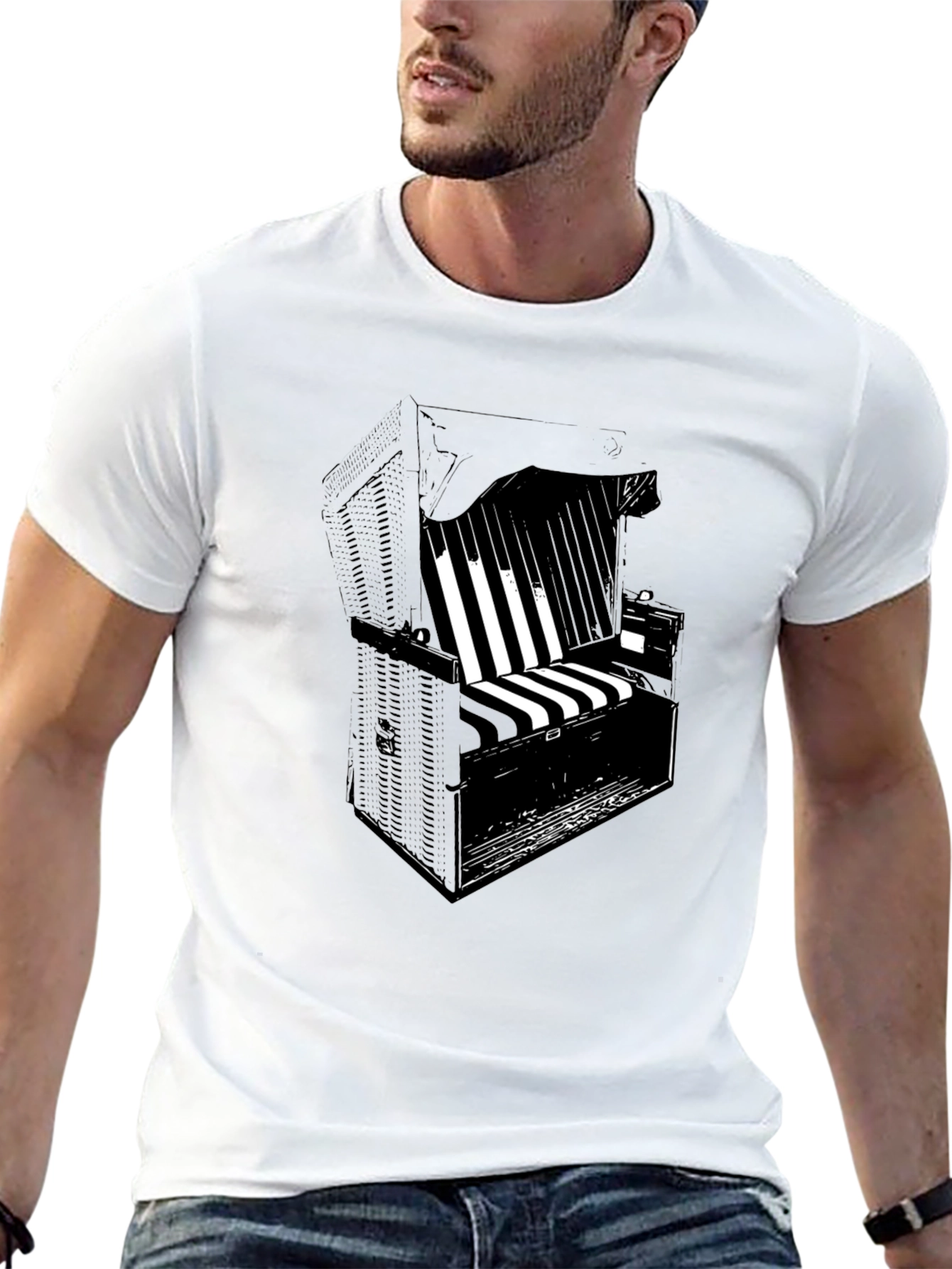 Beach Chair Graphic Black T-Shirt
