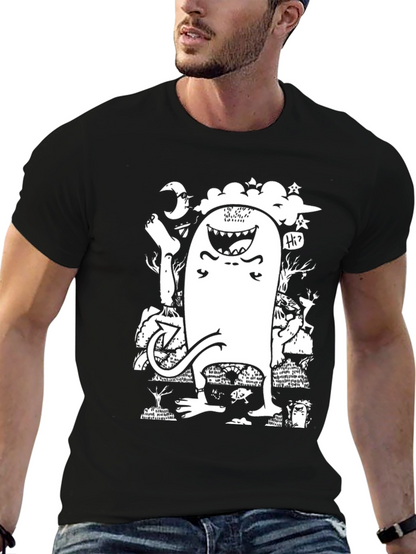 Monster Graphic T-Shirt - Black Cotton Tee
