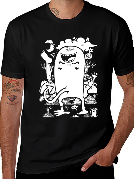 Monster Graphic T-Shirt - Black Cotton Tee