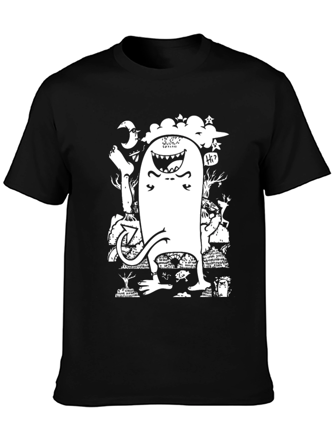 Monster Graphic T-Shirt - Black Cotton Tee