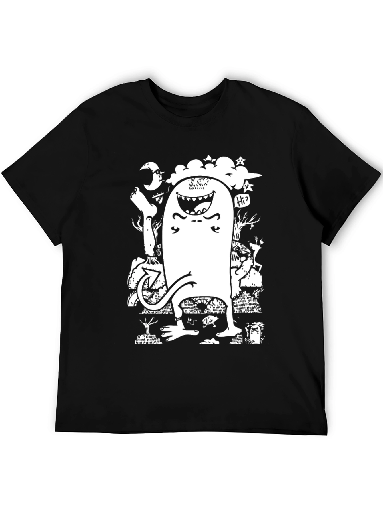 Monster Graphic T-Shirt - Black Cotton Tee