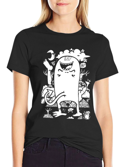 Monster Graphic T-Shirt - Black Cotton Tee
