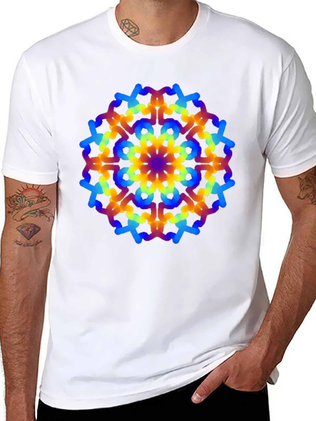 Rainbow Mandala Graphic Black T-Shirt