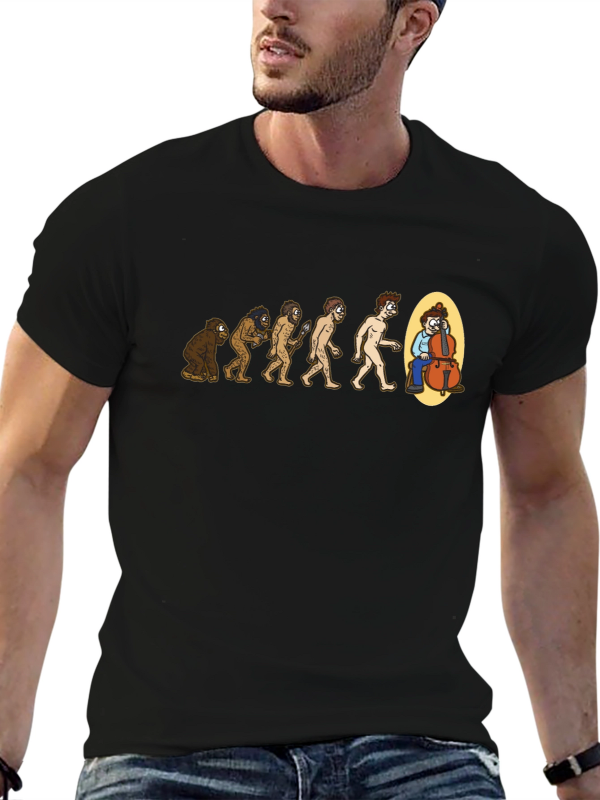Evolution of Music Funny Bass Player T-Shirt
