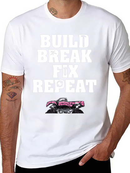 Build Break Fix Repeat Black Graphic Tee