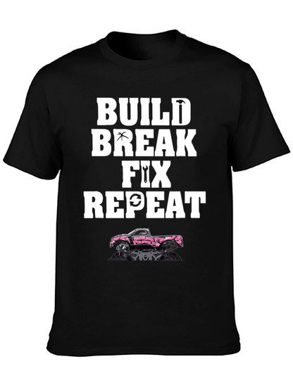 Build Break Fix Repeat Black Graphic Tee